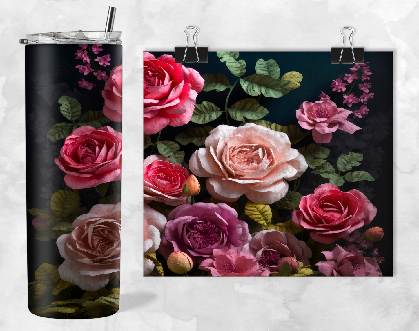 PAPER FLOWERS TUMBLER | Digital Download | PNG