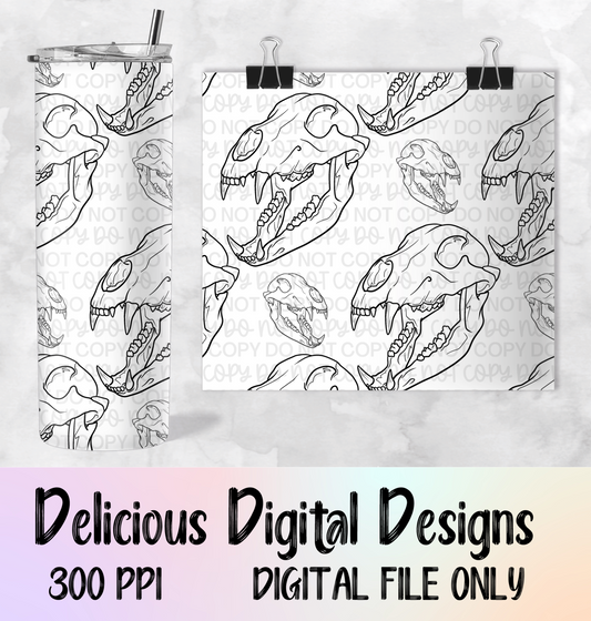 WHITE ANIMAL SKULLS SEAMLESS PNG | Digital Download | PNG