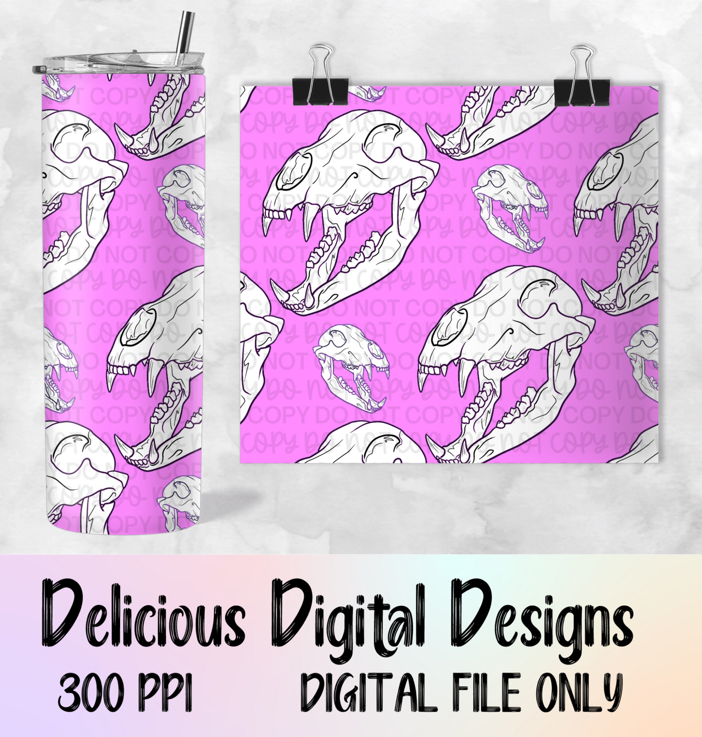 HOT PINK ANIMAL SKULLS SEAMLESS PNG | Digital Download | PNG