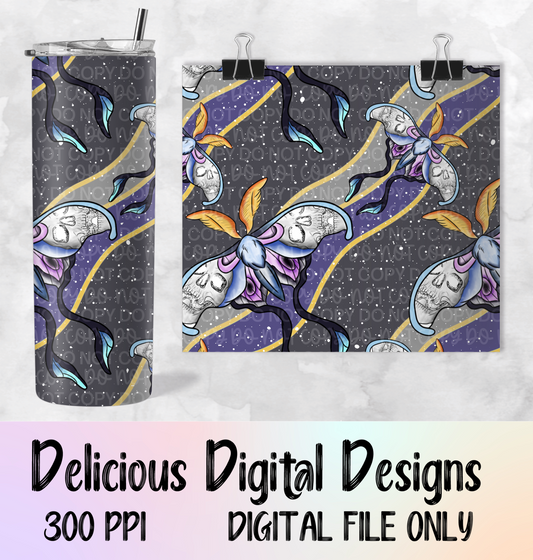 DARK SKULL MOON MOTH TUMBLER | Digital Download | PNG