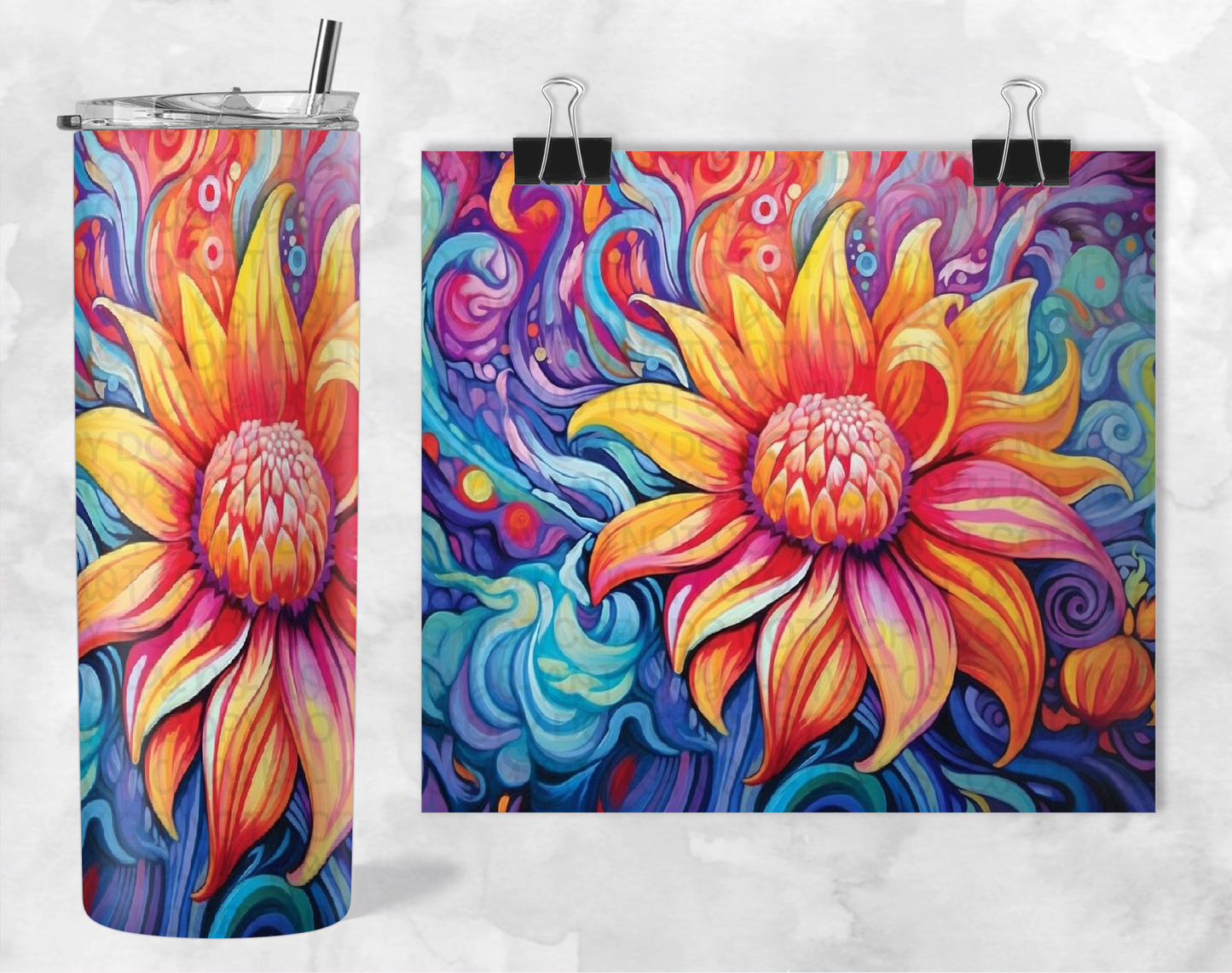 FLAMING FLORAL TUMBLER | Digital Download | PNG