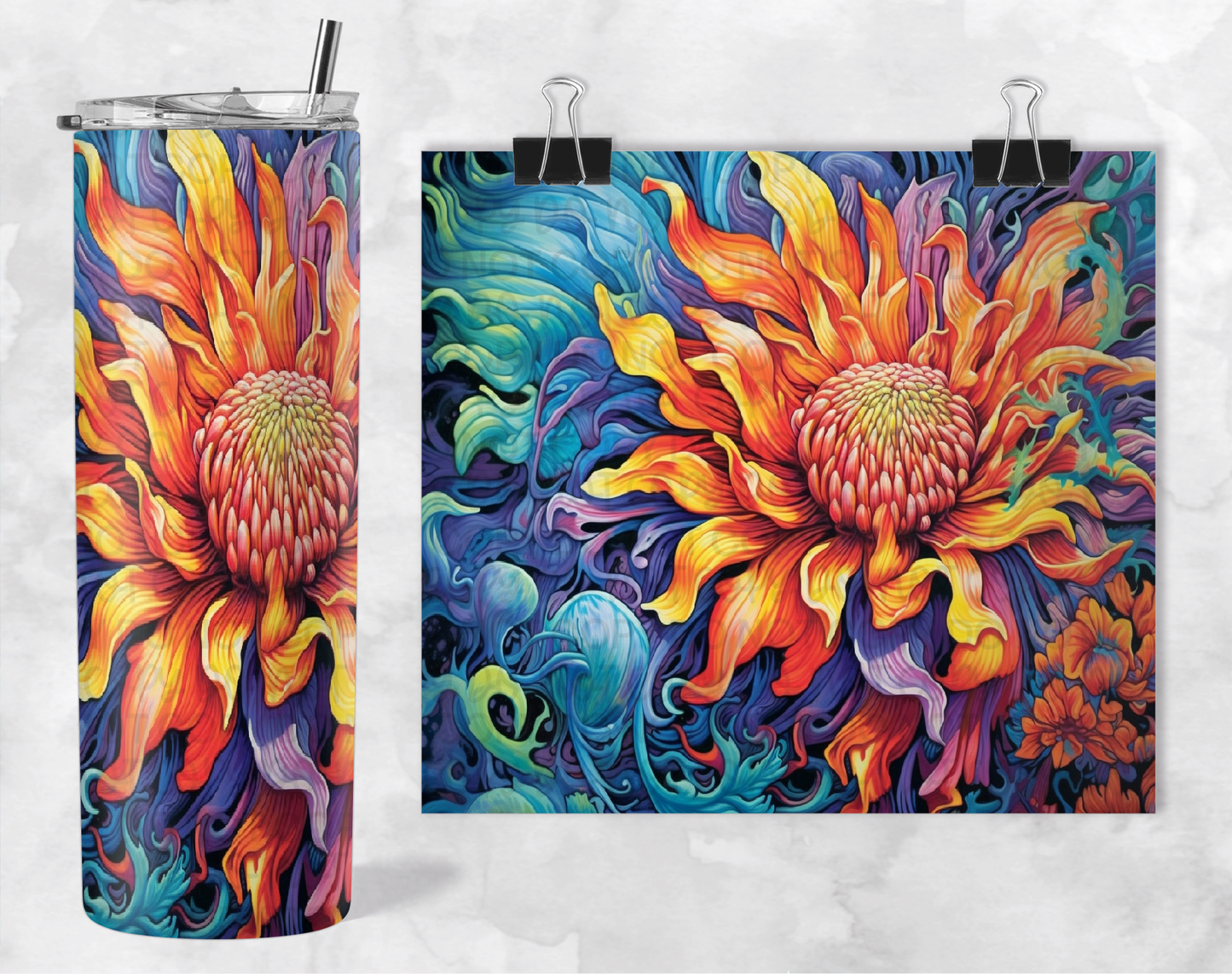 SUNSET FLORAL TUMBLER | Digital Download | PNG