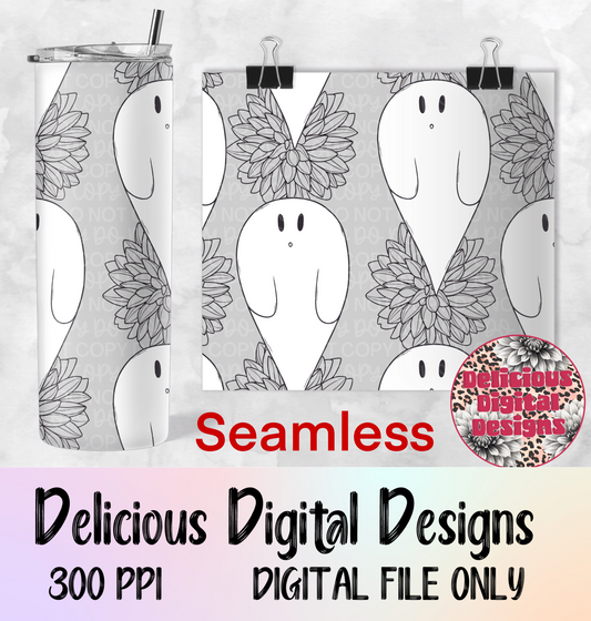 FLORAL SPOOK SEAMLESS TUMBLER PNG | Digital Download | PNG