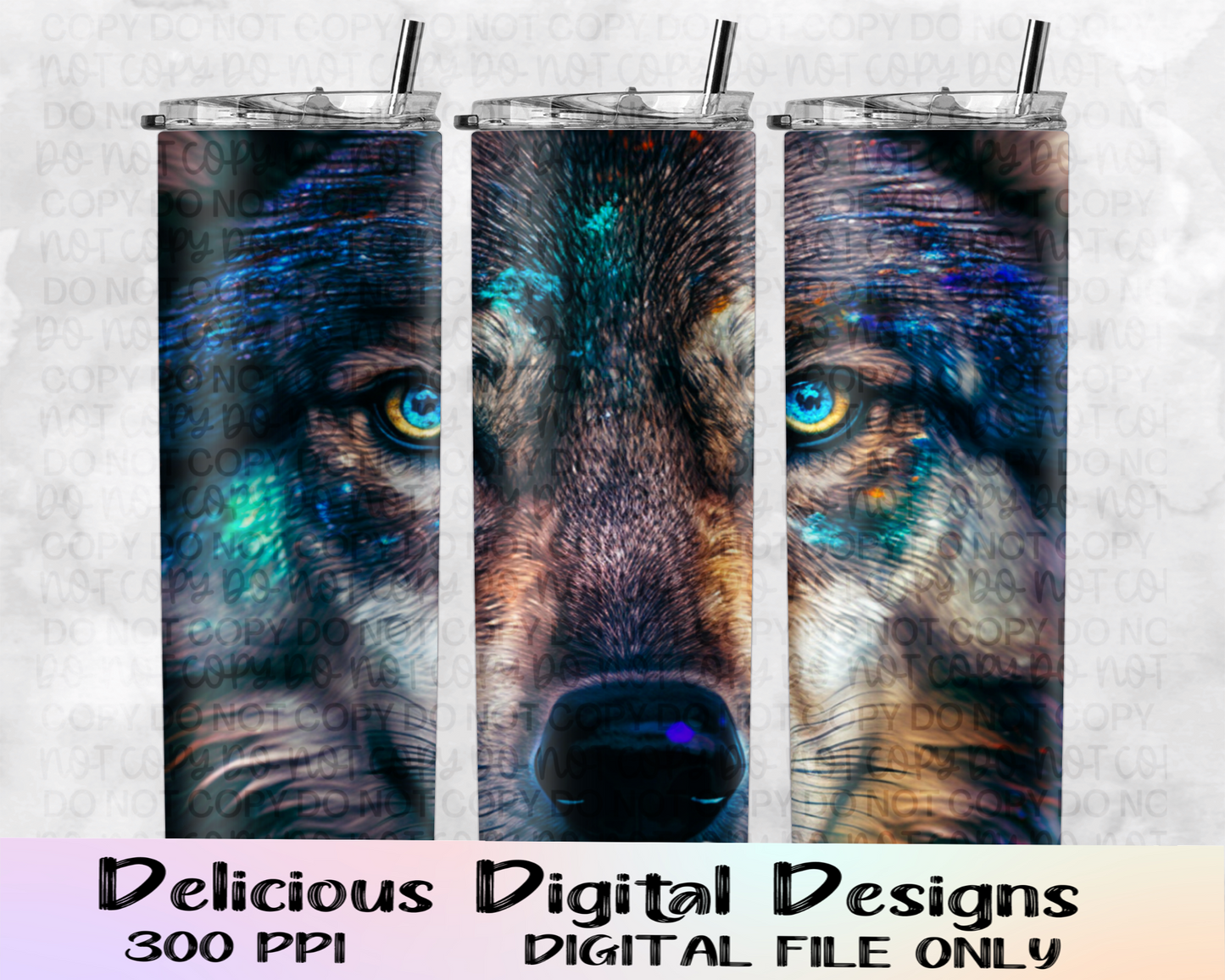 IRIDESCENT WOLF TUMBLER | Digital Download | PNG