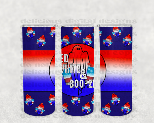 RED WHITE AND BOO-ZIE TUMBLER | Digital Download | PNG