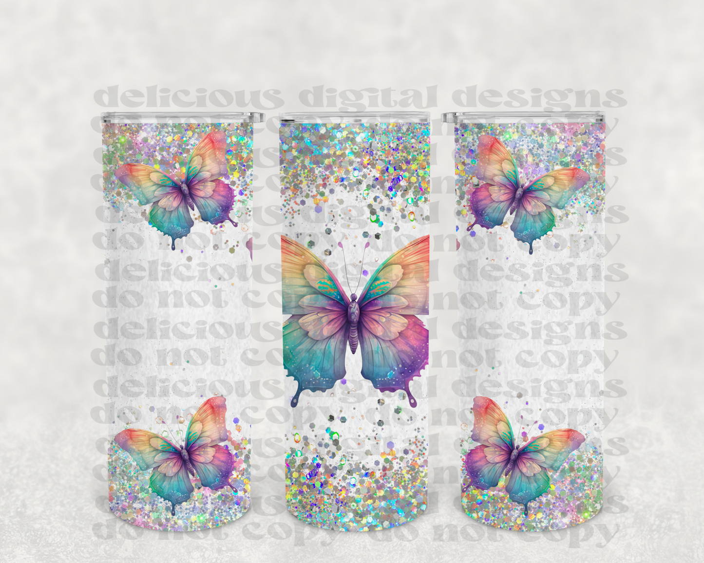 BUTTERFLY GLITTER TUMBLER | Digital Download | PNG