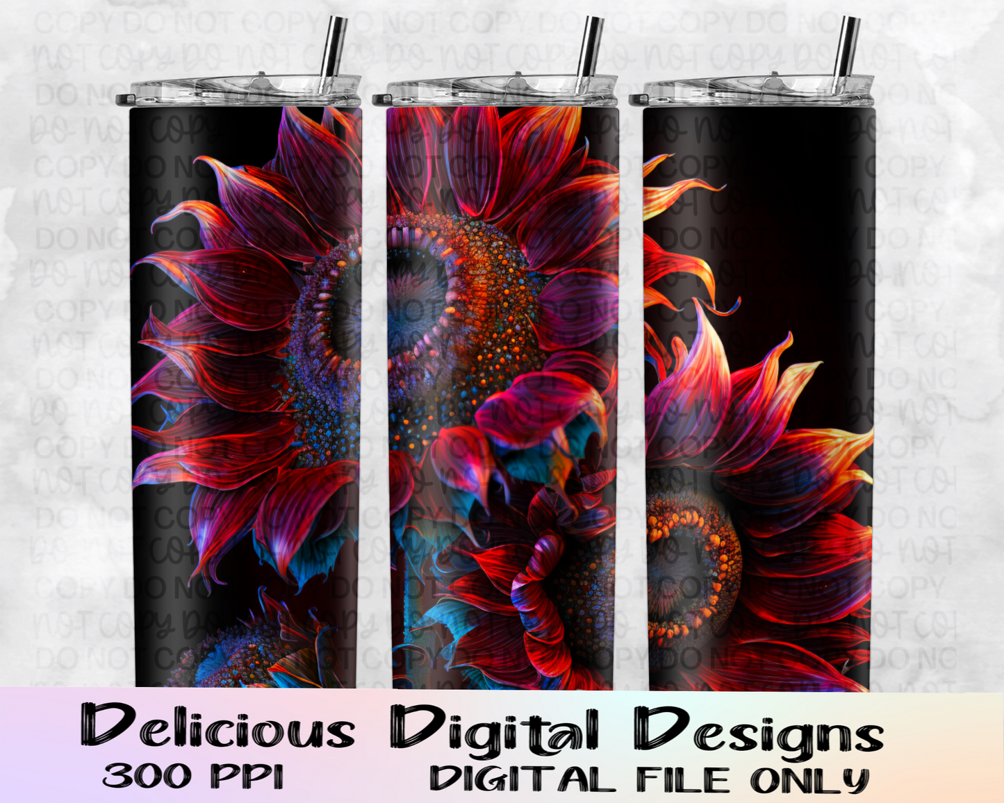 DEEP RED SUNFLOWERS TUMBLER | Digital Download | PNG